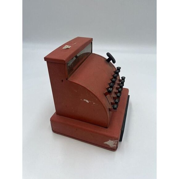 Antique￼ Red Tom Thumb Toy Cash Register Toy Pink Vintage Tomthumb Kids Store - Picture 2 of 7